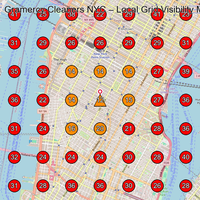 Gramercy Cleaners NYC GeoGrid visibility map for Dry Cleaner in New York